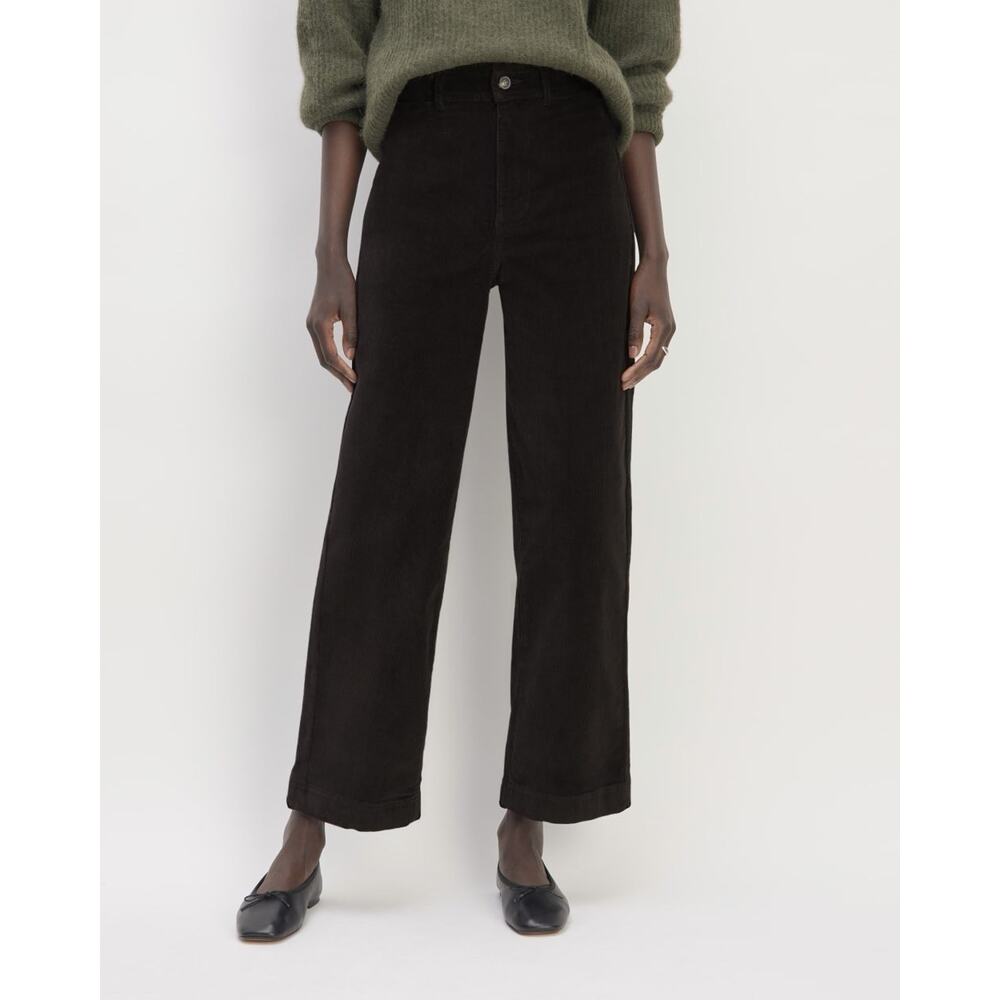 Everlane The Corduroy Wide-Leg Pant Black Size 10 High Rise Minimalist Modern